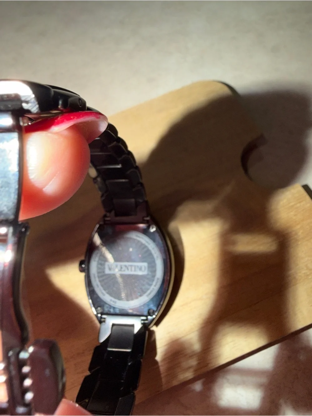 Valentino Black Ceramic-Style Link Bracelet Watch with Dark Dial